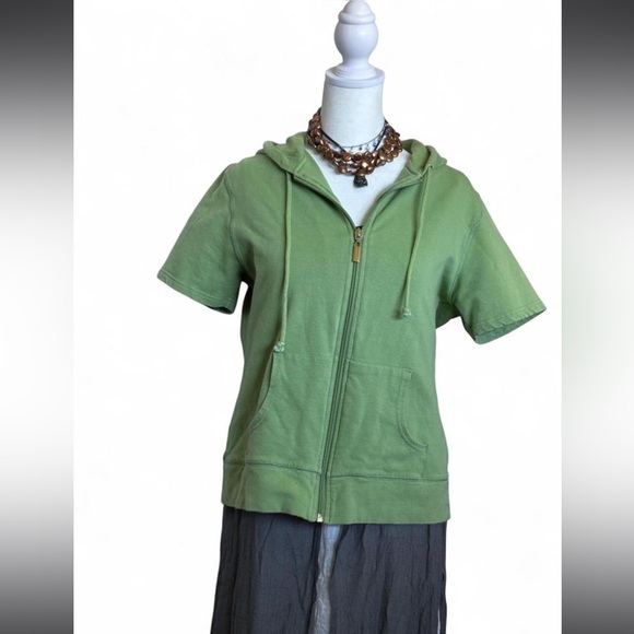 Green Vintage Kozi Y2K Zip-Up T-Shirt Hoodie - Picture 4 of 7